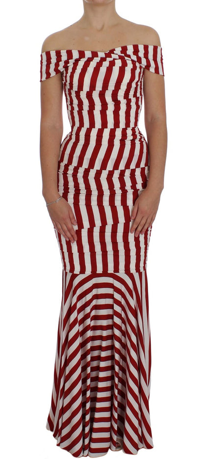 Robe Dolce & Gabbana en soie stretch rouge et blanche