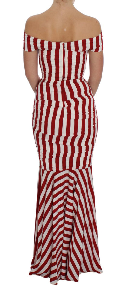 Robe Dolce & Gabbana en soie stretch rouge et blanche