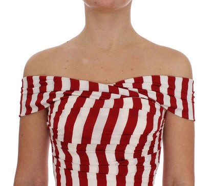 Robe Dolce & Gabbana en soie stretch rouge et blanche