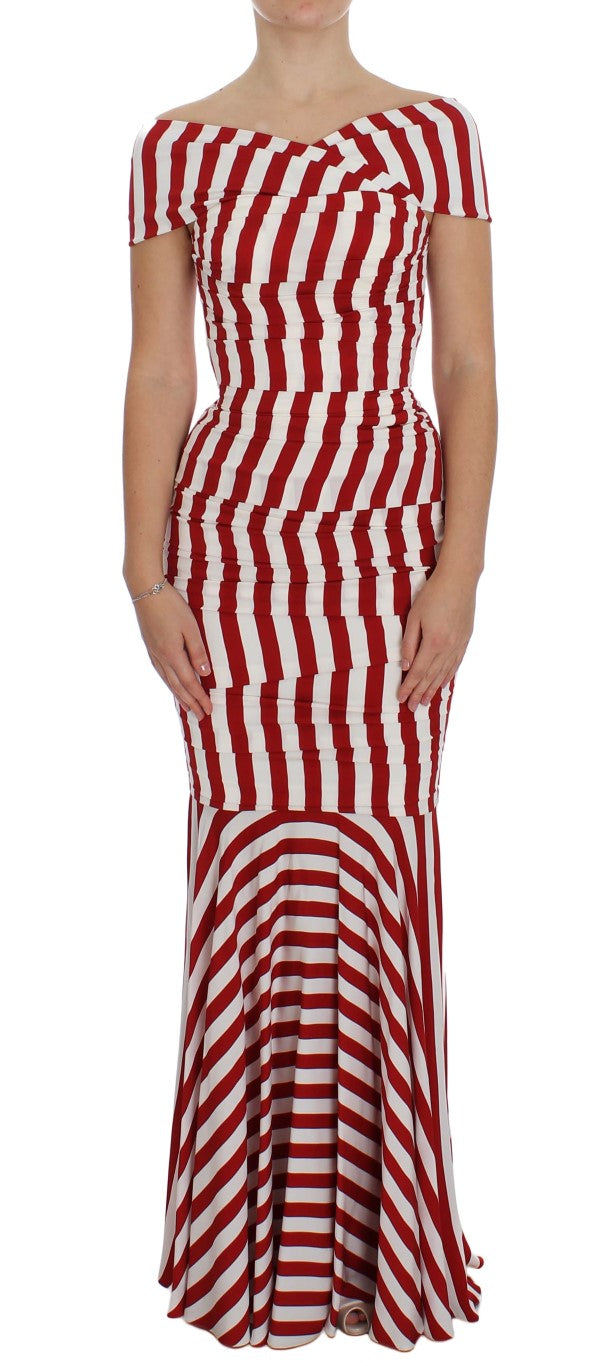 Robe Dolce & Gabbana en soie stretch rouge et blanche