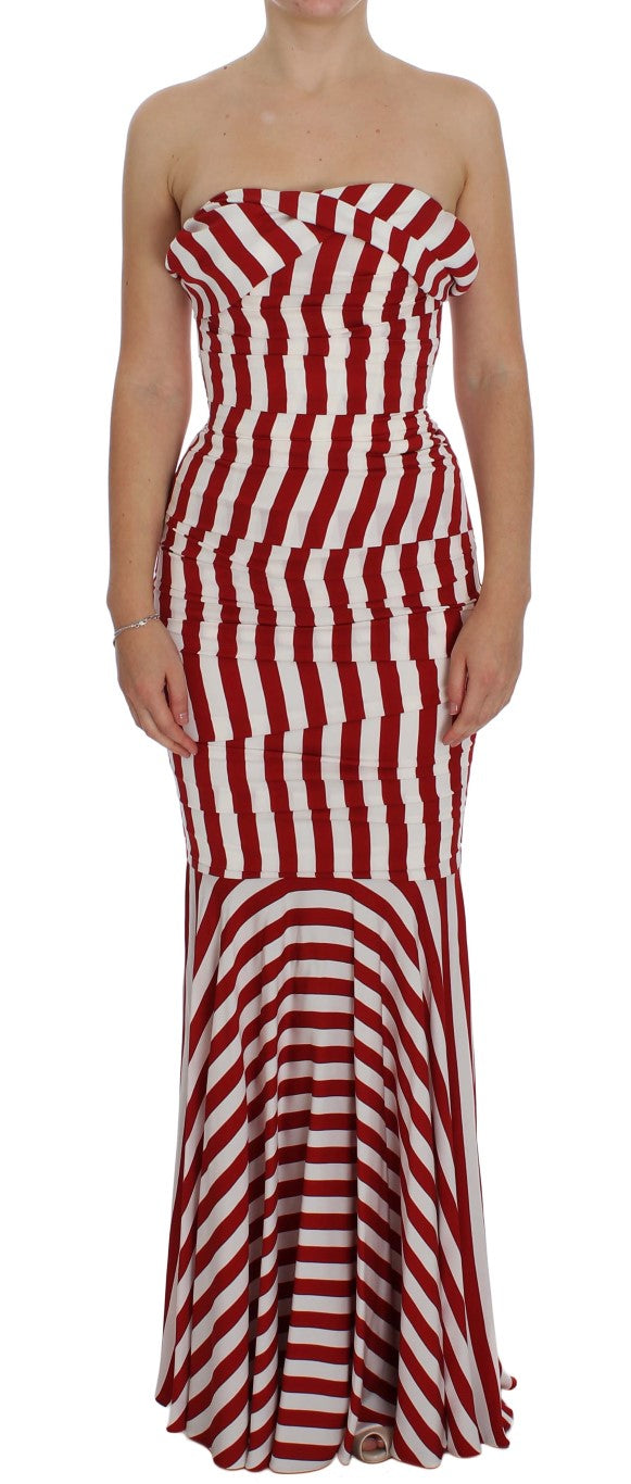 Robe Dolce & Gabbana en soie stretch rouge et blanche