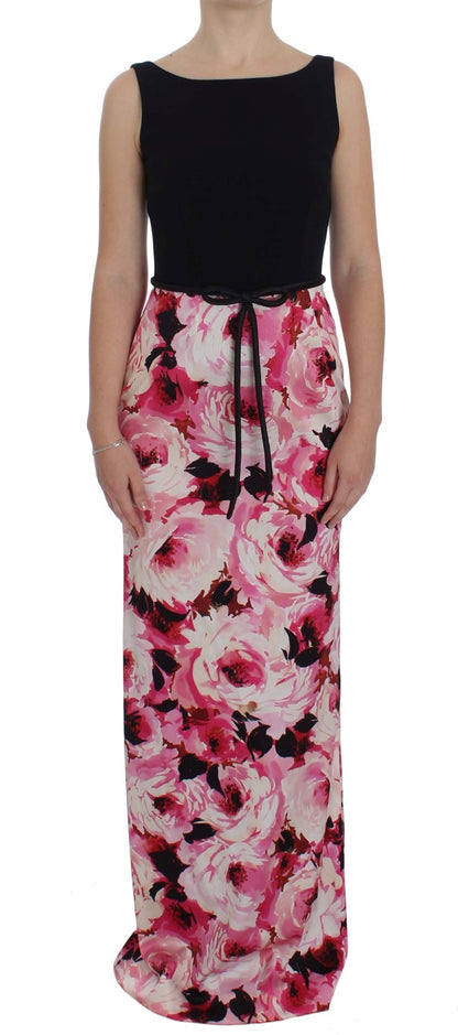 Robe longue fourreau Dolce & Gabbana à imprimé floral rose