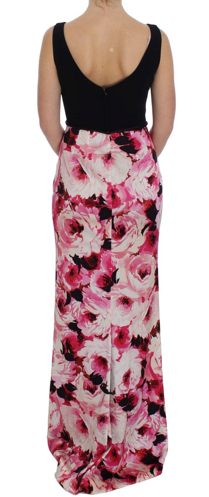 Robe longue fourreau Dolce & Gabbana à imprimé floral rose