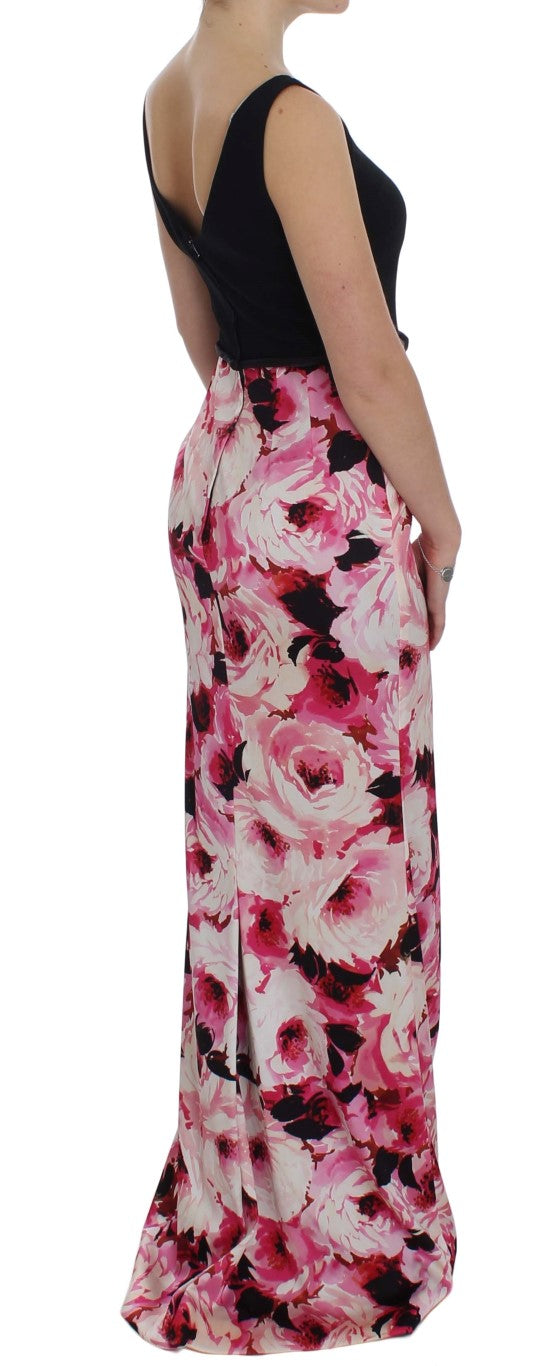 Robe longue fourreau Dolce & Gabbana à imprimé floral rose