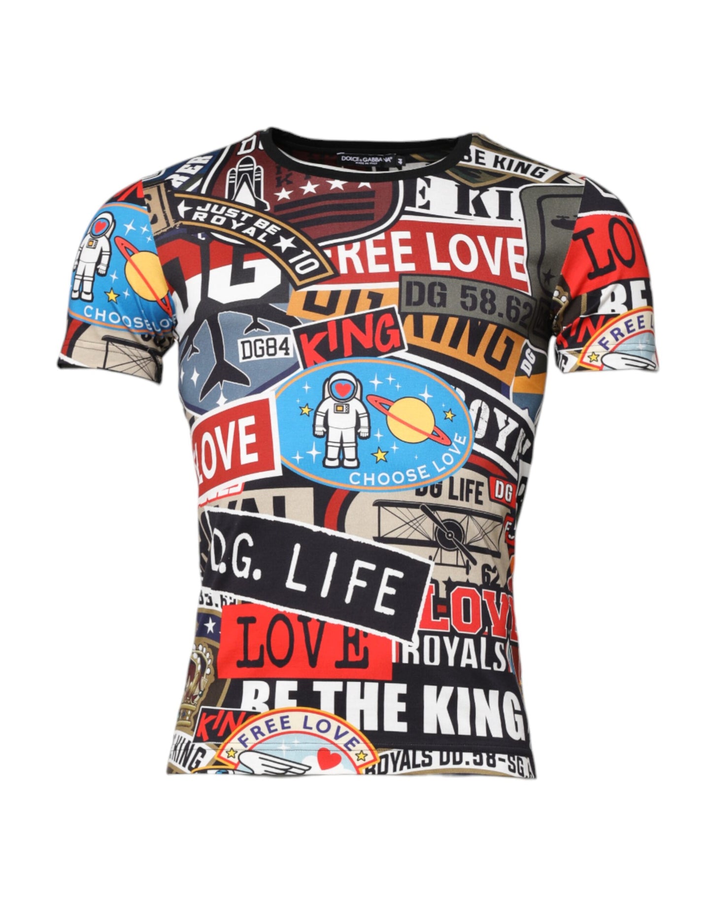 T-shirt en coton multicolore à col rond et patchwork Dolce & Gabbana