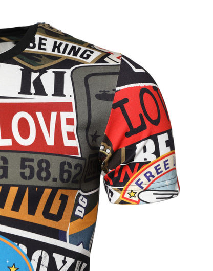 T-shirt en coton multicolore à col rond et patchwork Dolce & Gabbana