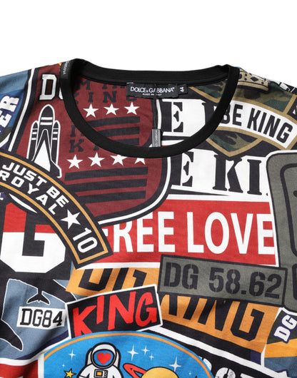 T-shirt en coton multicolore à col rond et patchwork Dolce & Gabbana