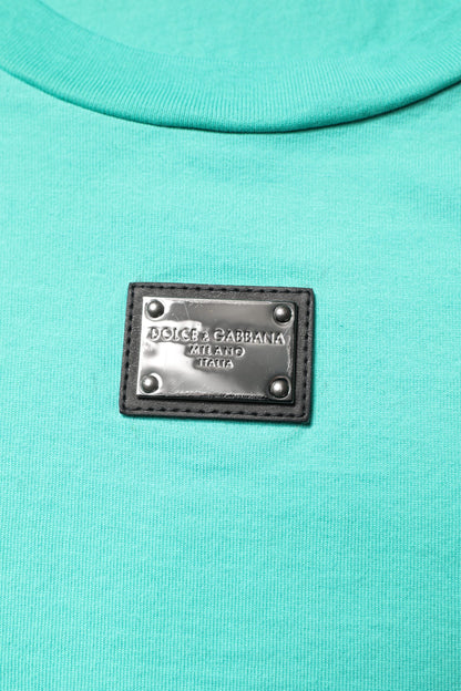 Dolce & Gabbana Green Sleeveless Logo Round Neck T-shirt