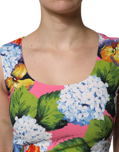 Robe fourreau sans manches fleurie multicolore Dolce & Gabbana