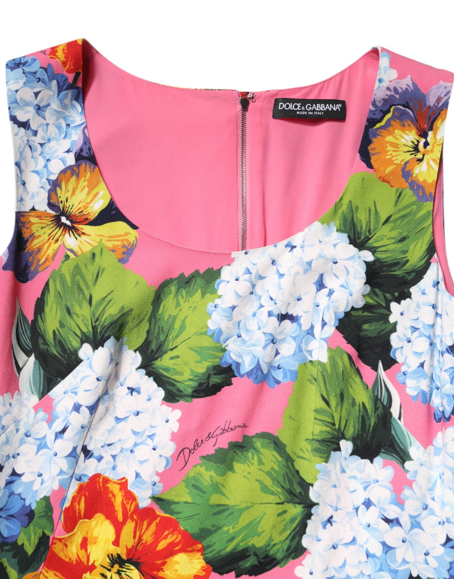 Robe fourreau sans manches fleurie multicolore Dolce & Gabbana
