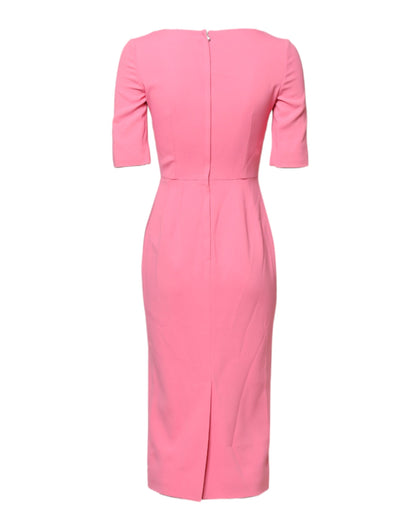 Robe fourreau midi Dolce & Gabbana rose en viscose à manches courtes