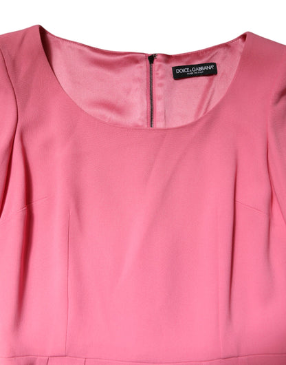 Robe fourreau midi Dolce & Gabbana rose en viscose à manches courtes