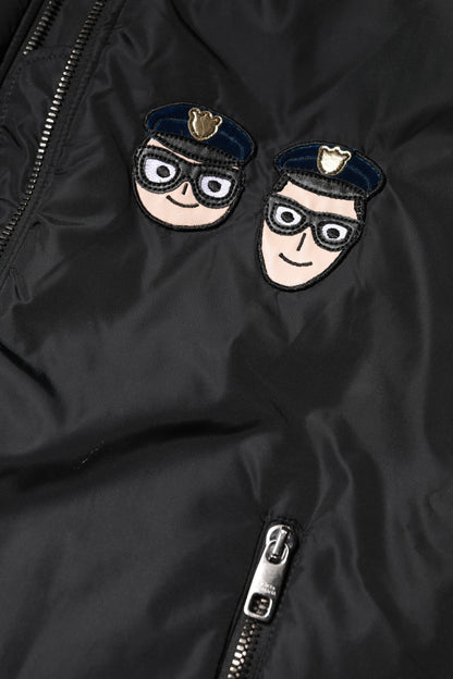 Dolce & Gabbana Black Nylon #DGFamily Full Zip Bomber Jacket