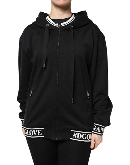 Sudadera con Capucha y Cremallera Completa de Algodón Negro Dolce & Gabbana