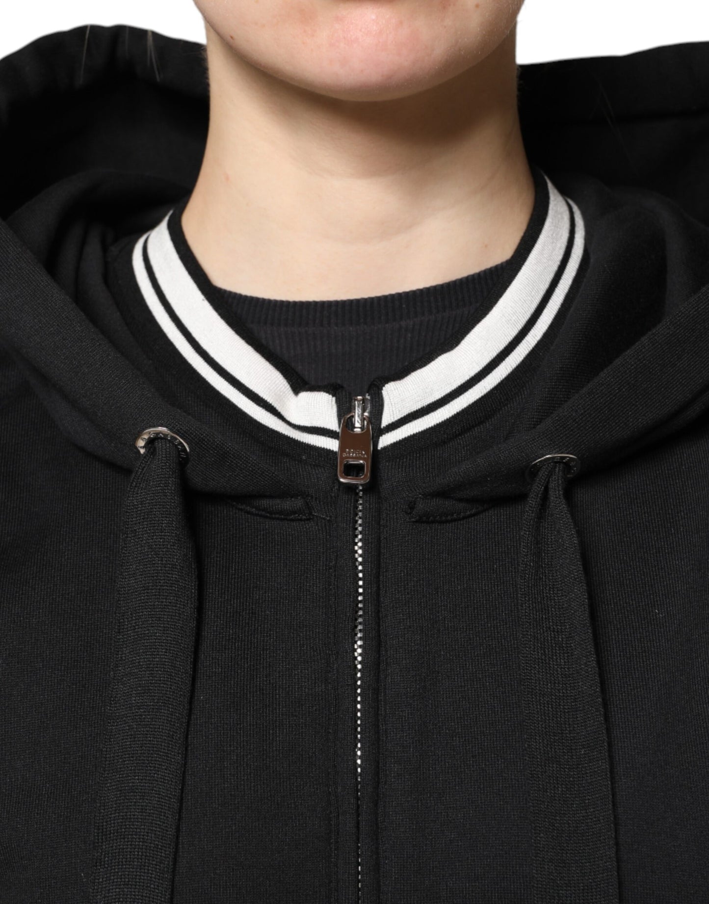 Sudadera con Capucha y Cremallera Completa de Algodón Negro Dolce & Gabbana
