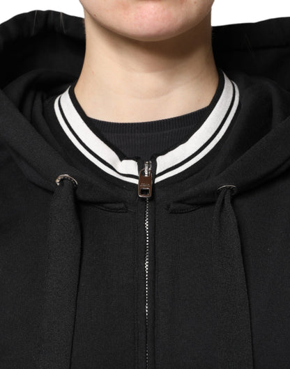 Sudadera con Capucha y Cremallera Completa de Algodón Negro Dolce & Gabbana