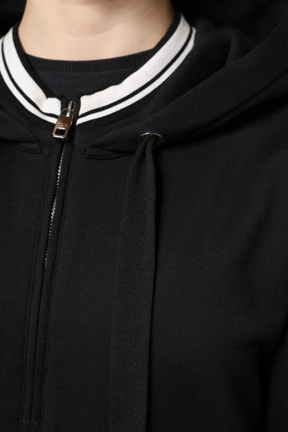 Sudadera con Capucha y Cremallera Completa de Algodón Negro Dolce & Gabbana