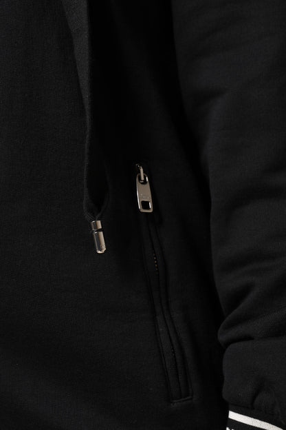 Sudadera con Capucha y Cremallera Completa de Algodón Negro Dolce & Gabbana