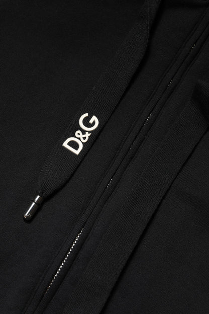 Sudadera con Capucha y Cremallera Completa de Algodón Negro Dolce & Gabbana