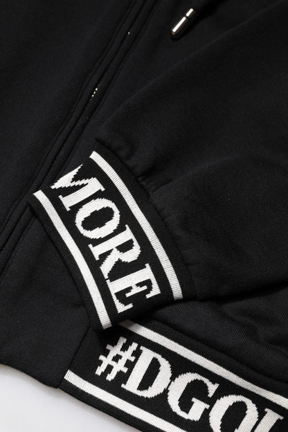 Dolce & Gabbana Black Cotton Hooded Full Zip Sweatshirt Sweater
