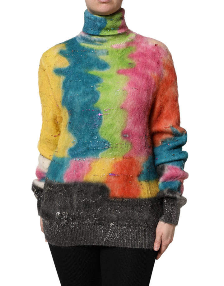 Suéter de cuello alto multicolor de mohair de Dolce & Gabbana