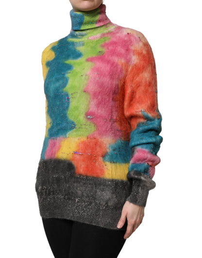 Suéter de cuello alto multicolor de mohair de Dolce & Gabbana
