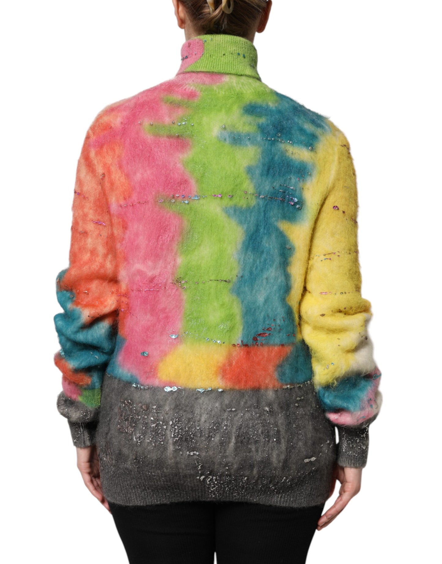 Suéter de cuello alto multicolor de mohair de Dolce & Gabbana