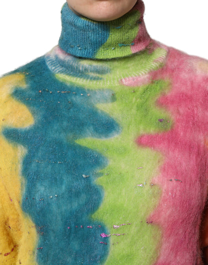 Suéter de cuello alto multicolor de mohair de Dolce & Gabbana
