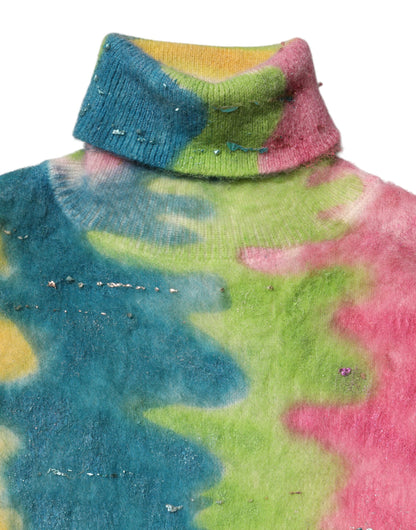 Suéter de cuello alto multicolor de mohair de Dolce & Gabbana