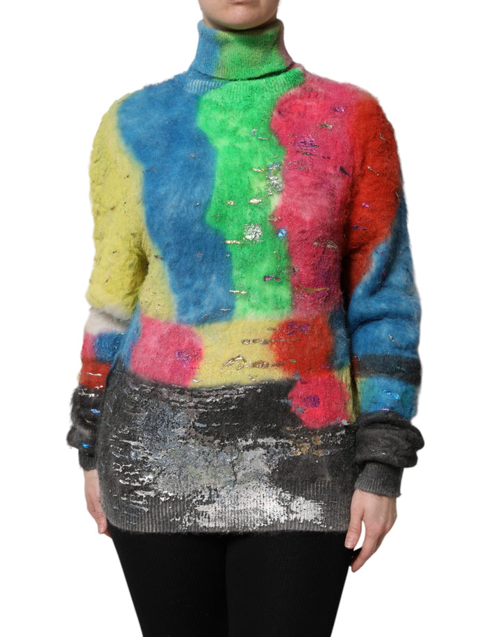 Suéter de cuello alto multicolor de mohair de Dolce & Gabbana