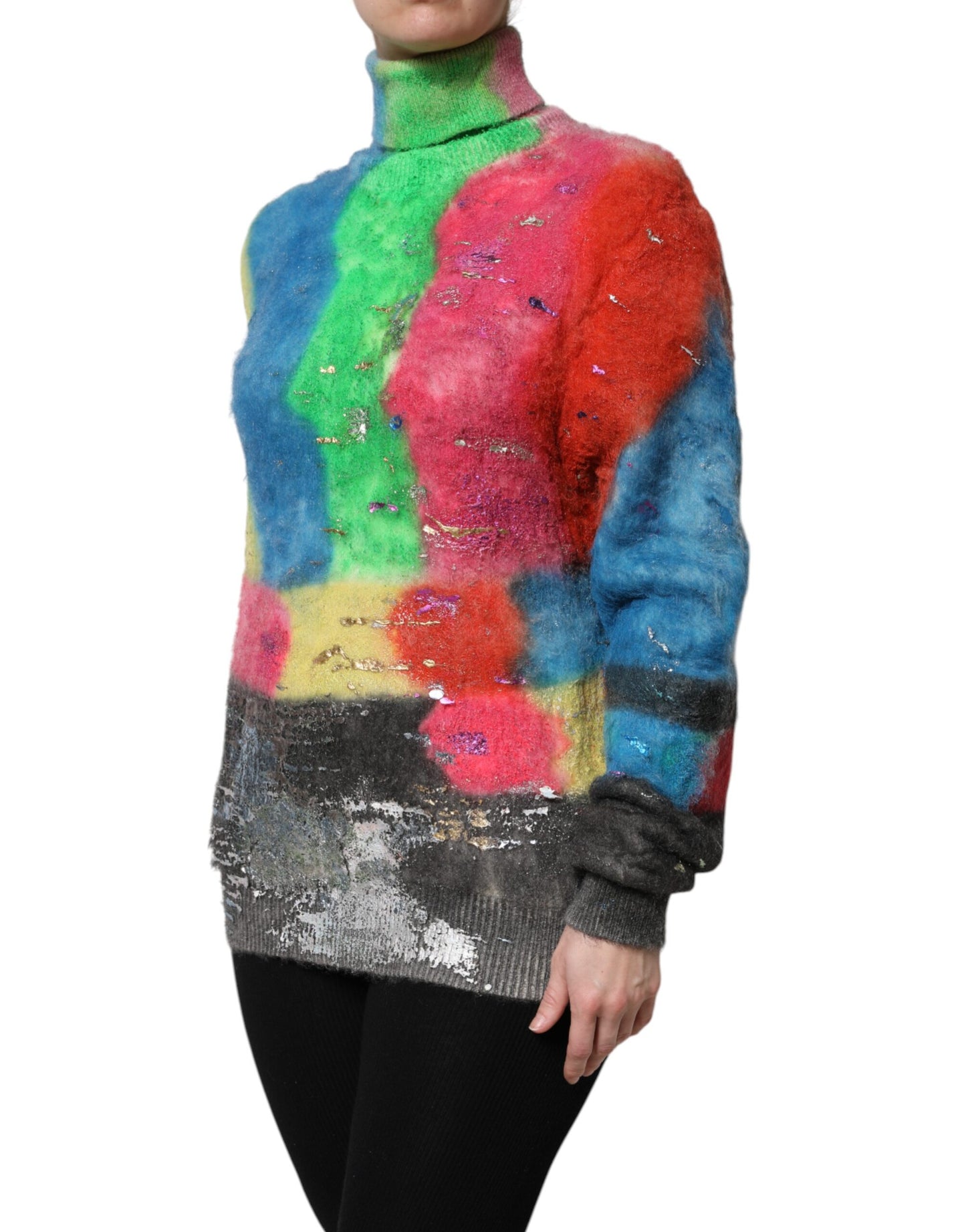 Suéter de cuello alto multicolor de mohair de Dolce & Gabbana