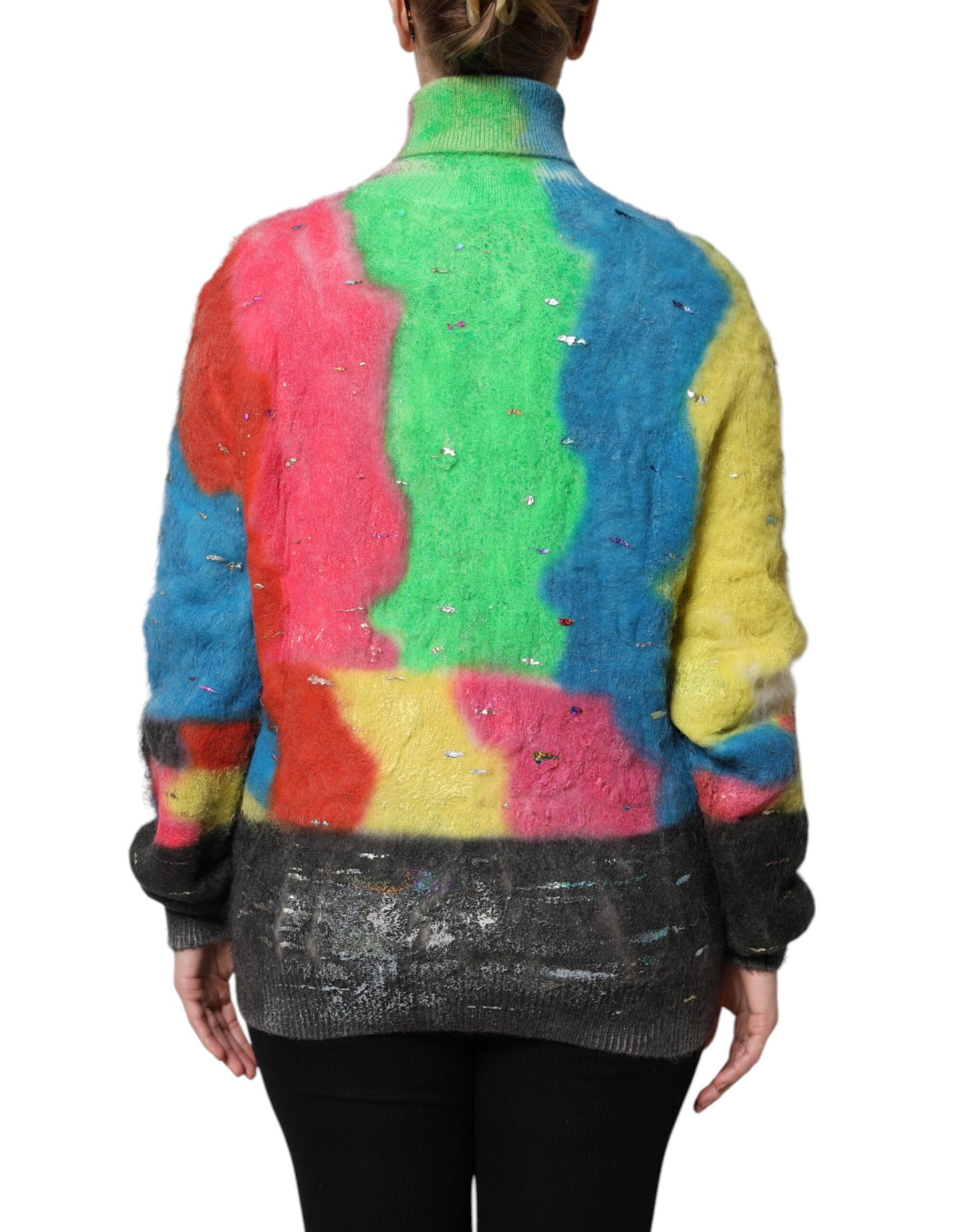 Suéter de cuello alto multicolor de mohair de Dolce & Gabbana