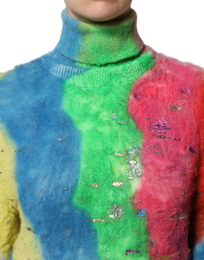 Suéter de cuello alto multicolor de mohair de Dolce & Gabbana