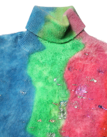 Suéter de cuello alto multicolor de mohair de Dolce & Gabbana