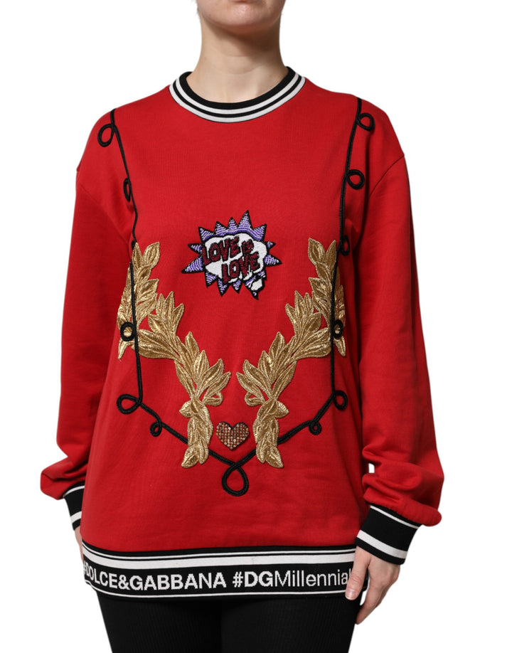 Suéter Dolce & Gabbana de punto de algodón rojo con lentejuelas Queen