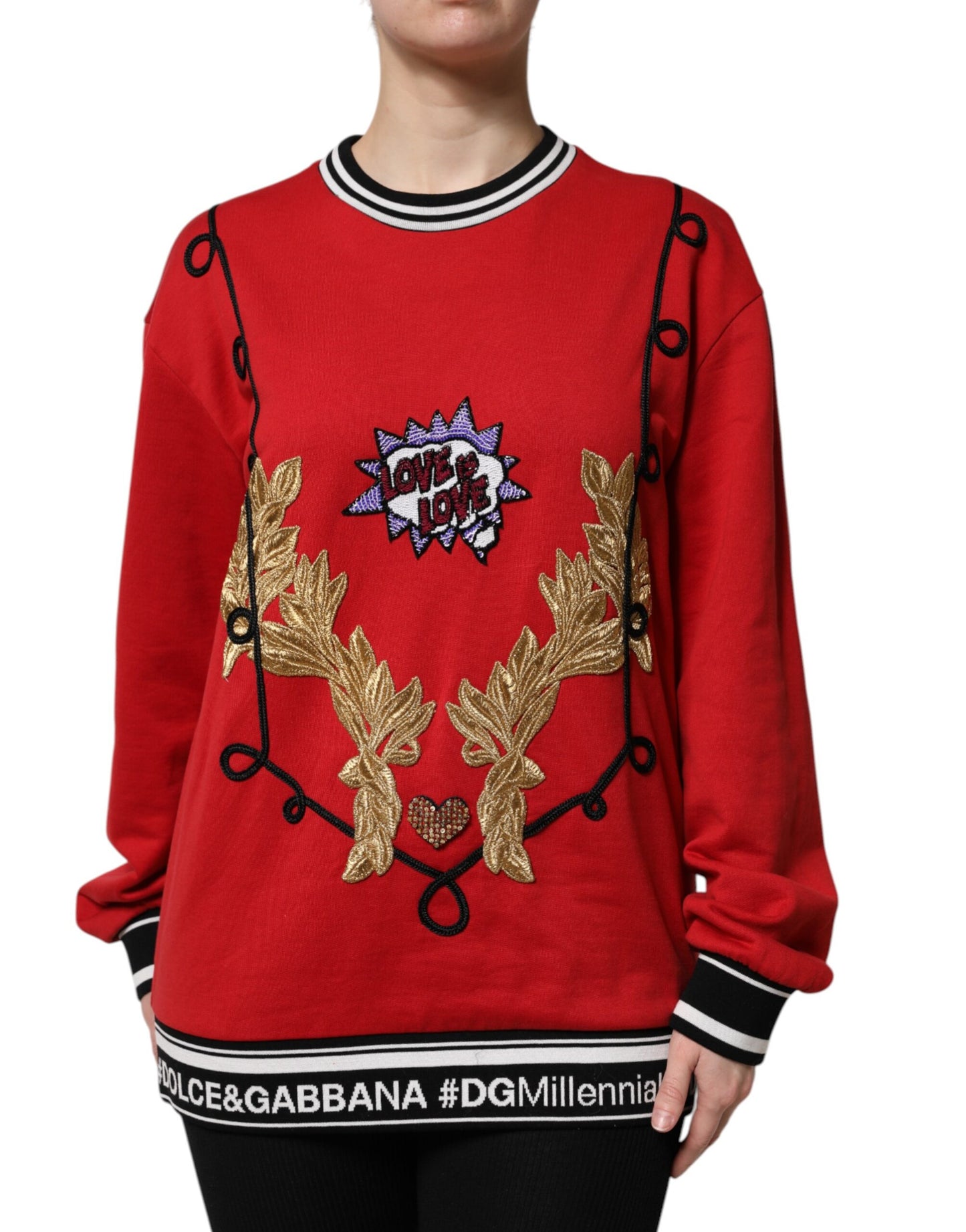 Suéter Dolce & Gabbana de punto de algodón rojo con lentejuelas Queen