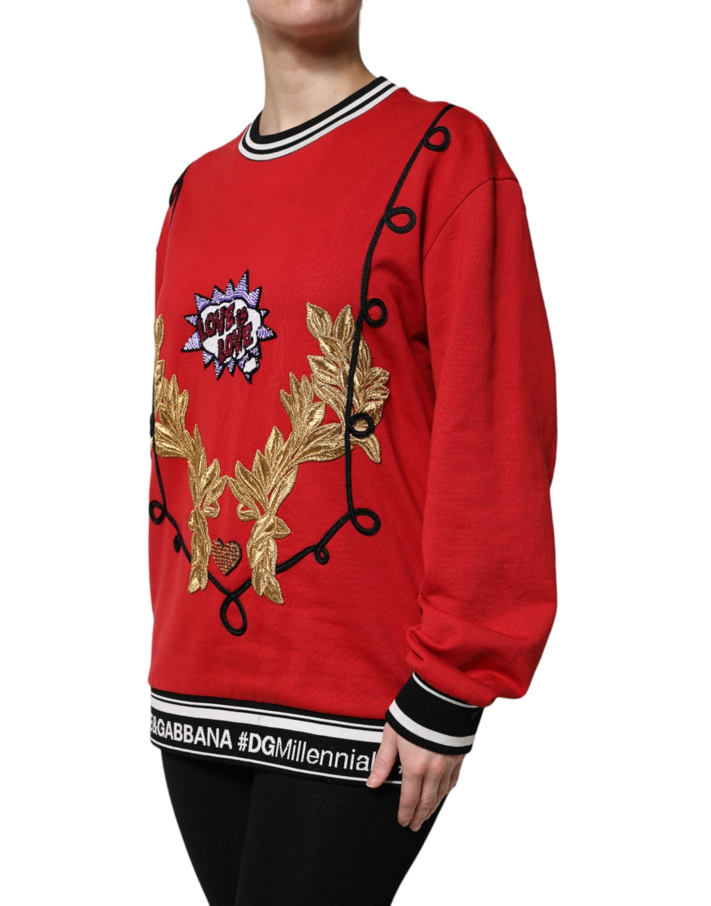 Suéter Dolce & Gabbana de punto de algodón rojo con lentejuelas Queen