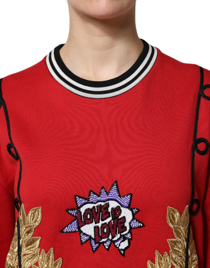 Suéter Dolce & Gabbana de punto de algodón rojo con lentejuelas Queen