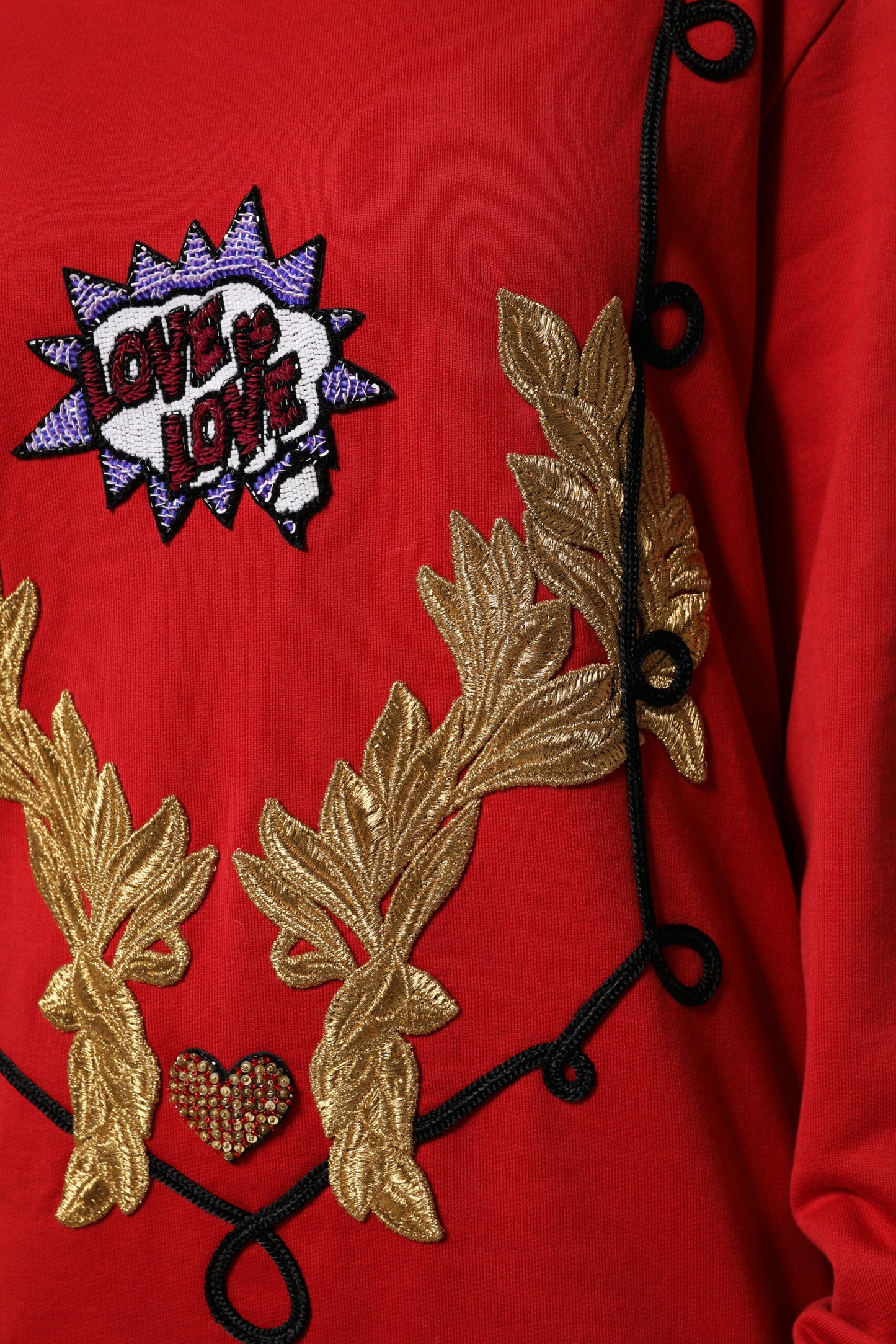 Suéter Dolce & Gabbana de punto de algodón rojo con lentejuelas Queen