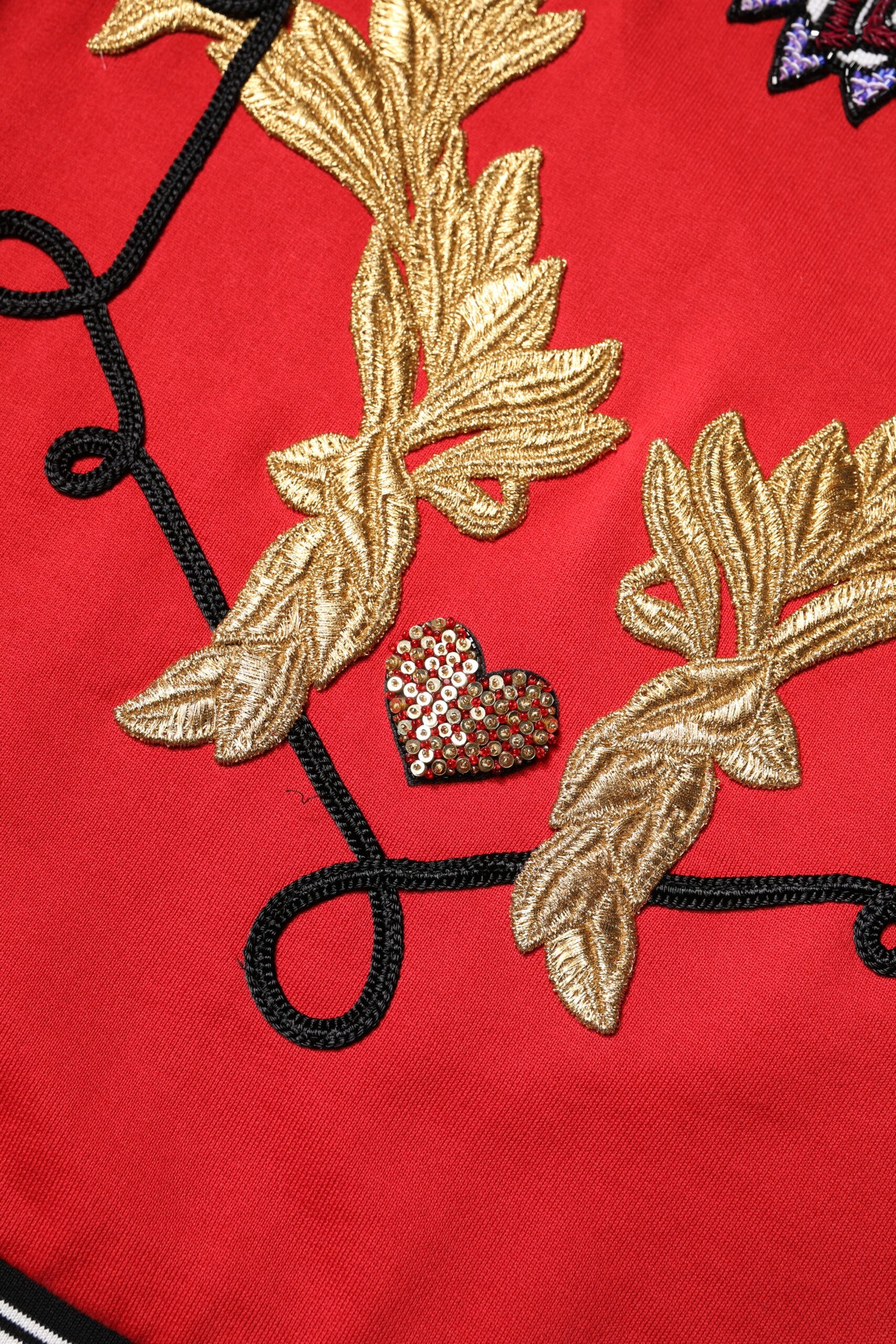 Suéter Dolce & Gabbana de punto de algodón rojo con lentejuelas Queen