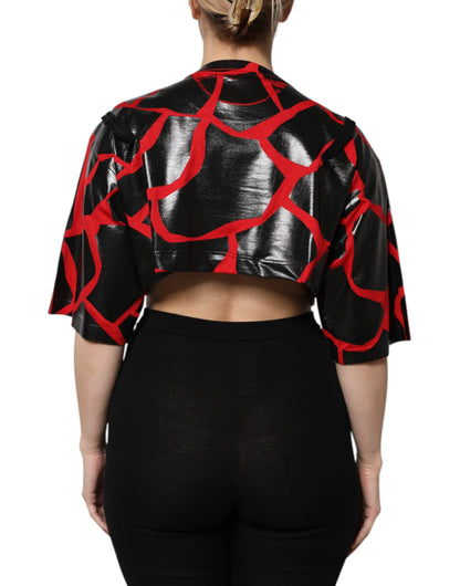 Top corto de algodón rojo y negro con detalle de corsé Dolce & Gabbana