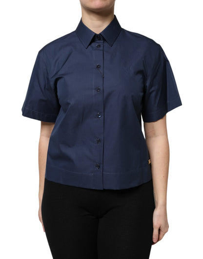 Haut Dolce & Gabbana en coton bleu à manches courtes boutonné