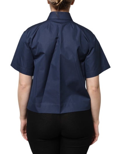 Haut Dolce & Gabbana en coton bleu à manches courtes boutonné