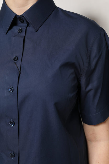 Haut Dolce & Gabbana en coton bleu à manches courtes boutonné