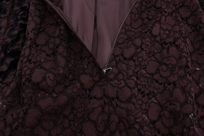 Robe longue Dolce & Gabbana en dentelle florale violette Ricamo