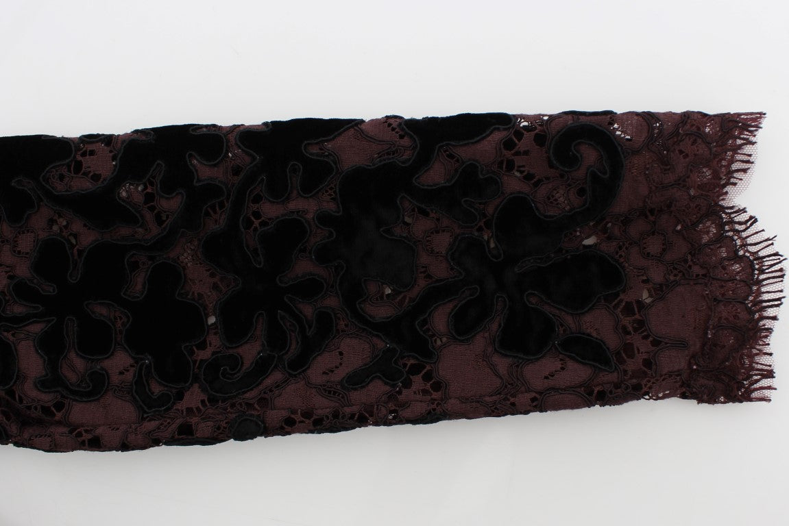 Robe longue Dolce & Gabbana en dentelle florale violette Ricamo