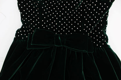 Robe longue maxi en velours vert et cristal Dolce & Gabbana