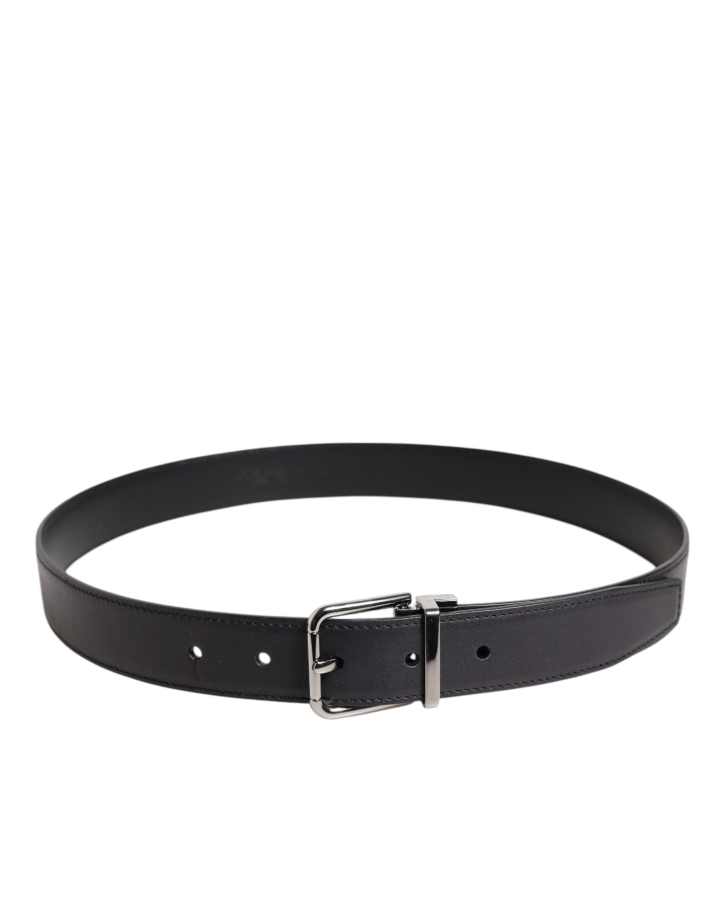 Ceinture Dolce & Gabbana en cuir de veau noir classique à boucle argentée