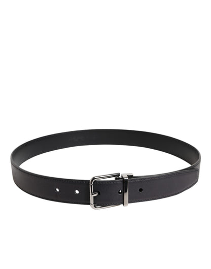 Ceinture Dolce & Gabbana en cuir de veau noir classique à boucle argentée