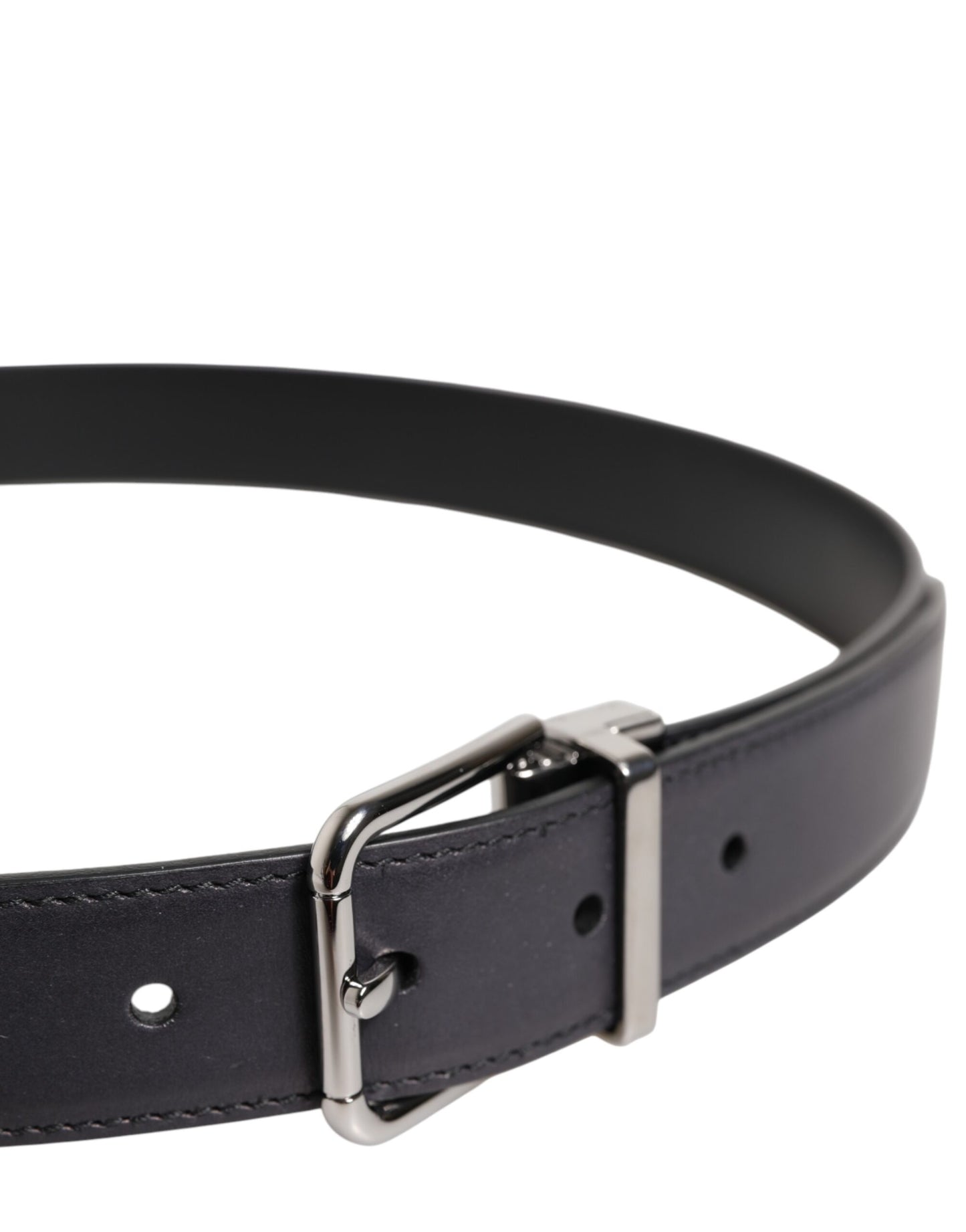 Ceinture Dolce & Gabbana en cuir de veau noir classique à boucle argentée